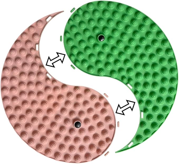 Foot Massager Mat, Yinyang Balance Tai ji Bagua Pattern with Magnetic Therapy, Acupressure Reflexology Mat for Daily Foot Relaxation and Pain Relief, Pink and Green