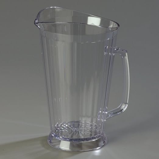 Carlisle FoodService Products Crystalite Tall Pitcher Rounded Pitcher for Restaurants, Catering, Kitchens, Plastic, 60 Ounces, Clear, (Pack of 6)