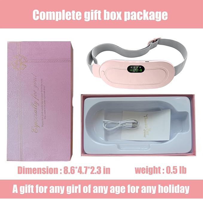 Heating Pad for Period Cramps, Three-Speed Adjustment，Portable Cordless Rechargeable Heating Pad for Menstrual Pain Relief Electric Heat Belt,Gifts for Her Women Girl Wife (Pink)
