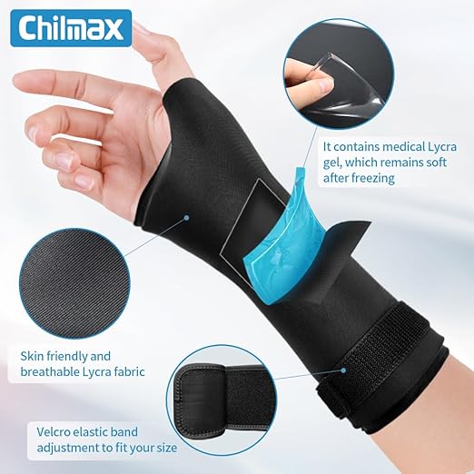 Soft Wrist Ice Pack Wrap, Hot and Cold Therapy Wrist Compression Sleeve for Hand and Carpal Tunnel Relief, Hot Packs for Pain Relief, Tunnel, Tendonitis, Swelling