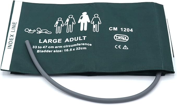 Universal NIBP Cuff for Large Adult, 33-47 cm Single Tube Reusable Nylon Replacement Blood Pressure Cuff, No Connector