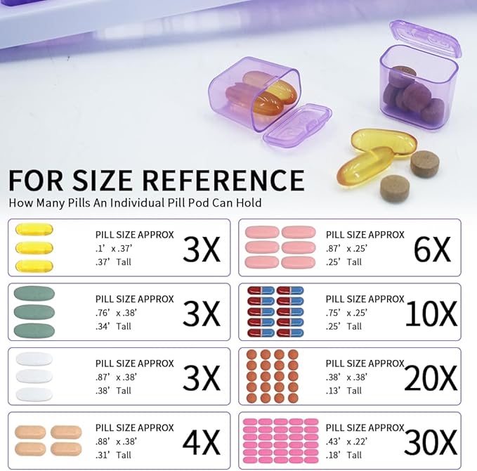Monthly Pill Organizer, Large Travel Pill Box 31 Day, Daily Pill Case, Pill Holder Container for Vitamin, Medicine, Supplement, Fish Oil, Purple