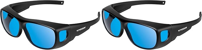 VIVOSUN Indoor Hydroponics Anti UVA and UVB Grow Room Glasses Goggles with Glasses Case, Blue (Pack of 2)