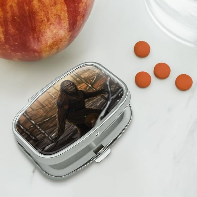 Bigfoot Sasquatch Walking in The Woods Rectangle Pill Case Trinket Gift Box