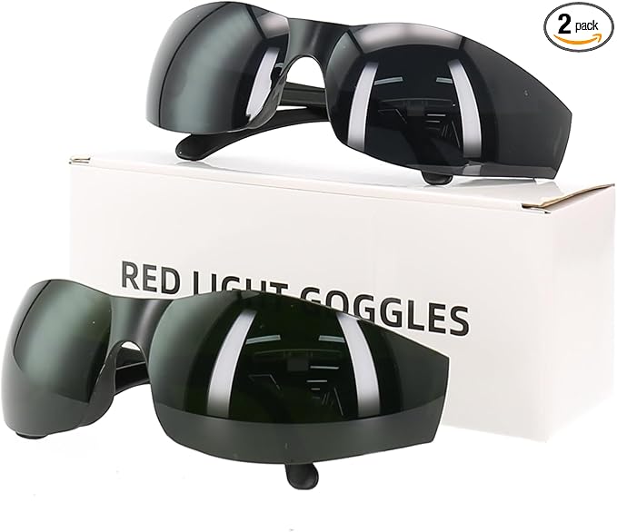Red Light Blocking Glasses, 2 Pack Protection Eyewear Tanning Goggles for 600-900nm Red and Near-Infrared Light Exposure, Safety Glasses for LED Panel, Tanning Beds, Eye Comfort Gift for Men & Women