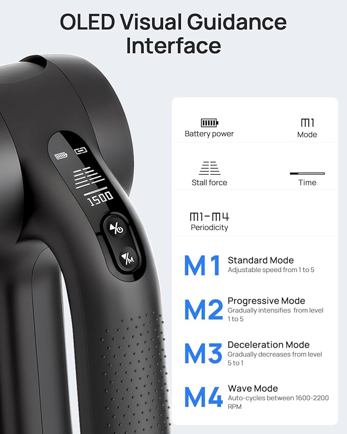 Massage Gun Deep Tissue with Heat Therapy, 12mm Amplitude Muscle Massager for Athletes, 5 Speeds & 4 Modes Massager Gun for Neck Back Shoulder Leg Pain Relief - Perfect for Men, Black