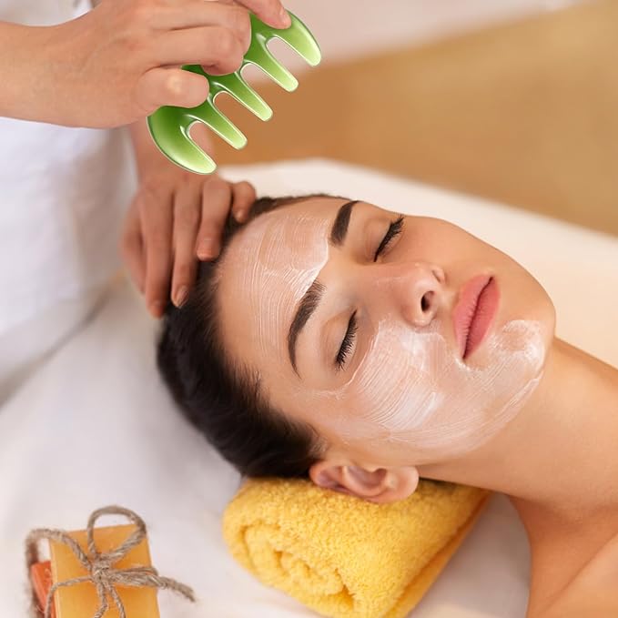 Healifty 2 Pcs Gua Sha Scalp Comb Massage Tool Handheld Resin Scraper for Scalp Treatment and Relaxation 3.5 Inch
