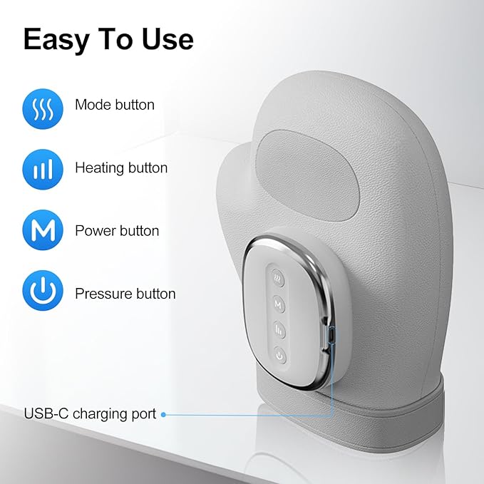 Hand Massager,Cordless Hand Massager with Heat & Compression for Arthritis, Carpal Tunnel & Finger Pain Relief-FSA/HSA Eligible,Rechargeable & Portable Gifts for Men Women