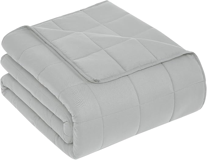 CuteKing Weighted Blanket for Adults: Weighted Blanket with Premium Glass Beads - Breathable Heavy Blanket for Comfort Sleep - Thick Blanket for Adult All Season (15lbs, 48"x72", Light Grey)