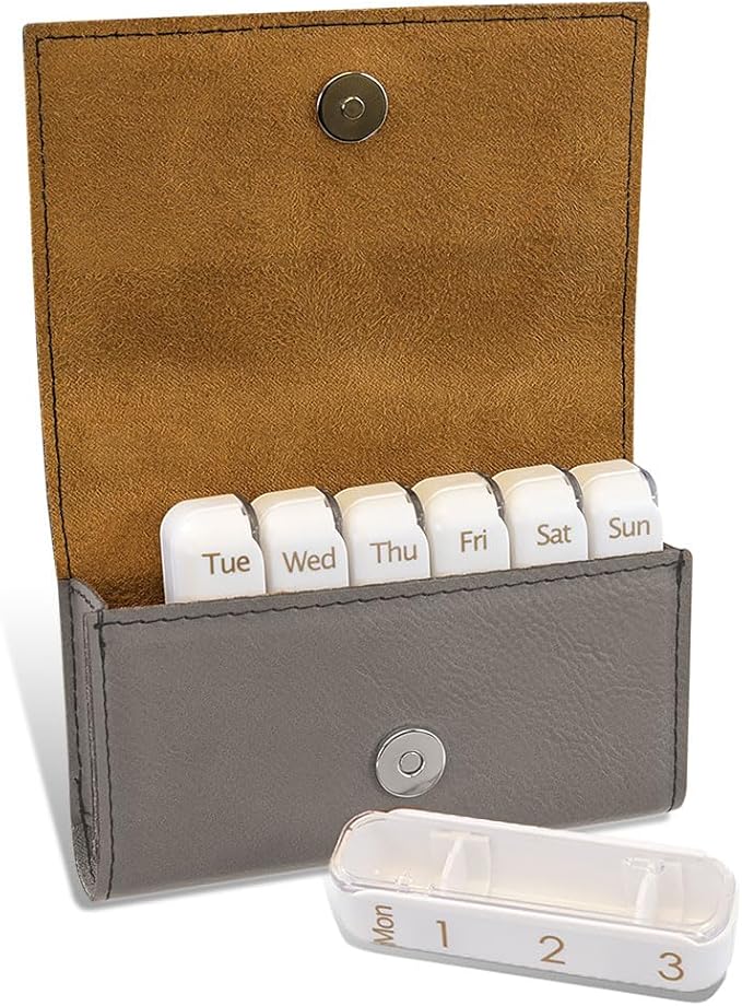 Personalized Monogrammed PU Leather Pill Box Travel Medicine Box Custom Medicine Box Travel Pill Case 11 Unique Design to Select