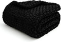YnM Velvet Weighted Blanket, Handmade Chunky Knitted Design, Soft and Cozy, Temperature Regulating and Breathable, Machine Washable Throw for Sleep or Home Decor (Black, 85x103 Inch, 30lbs)
