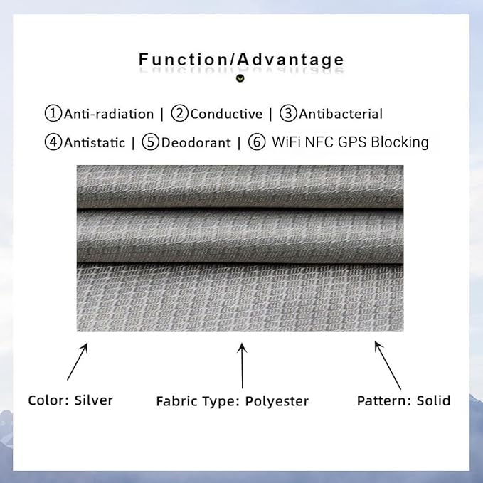 43.3'' x 98Inch Faraday Fabric Military Grade Faraday Cloth for Shielding RFID, EMP, EMF, EMI, 5G, WiFi, Bluetooth, GPS, Prevents Radiation and electromagnetic Interference