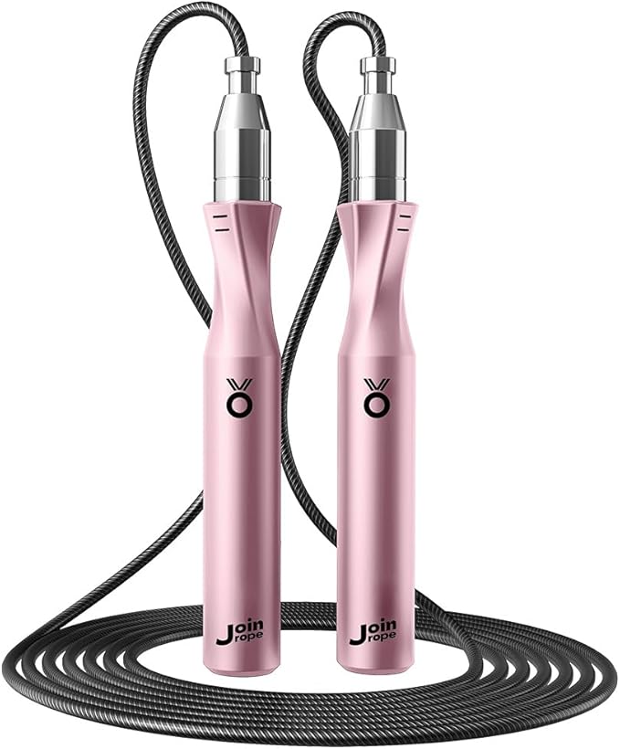 Weighted Jump Rope,Dual Bearing Smooth Rotation Speed Jump Rope, One-Button Push Adjustable Length for Men Women, Workout with Metal Handles for Fitness, Home Exercise & Slim Body