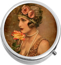 Vintage Flapper Girl Medicine Vitamin Pill Box