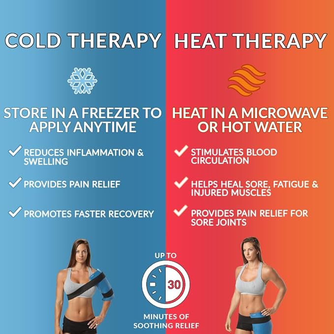 ComfiLife Ice Packs for Injuries – Reusable Hot and Cold Pack with Wrap – Soft Gel Ice Packs for Back, Shoulder, Hip, Knee, Elbow, Joint Pain Relief – Heat & Cold Therapy (Large (Pack of 1))