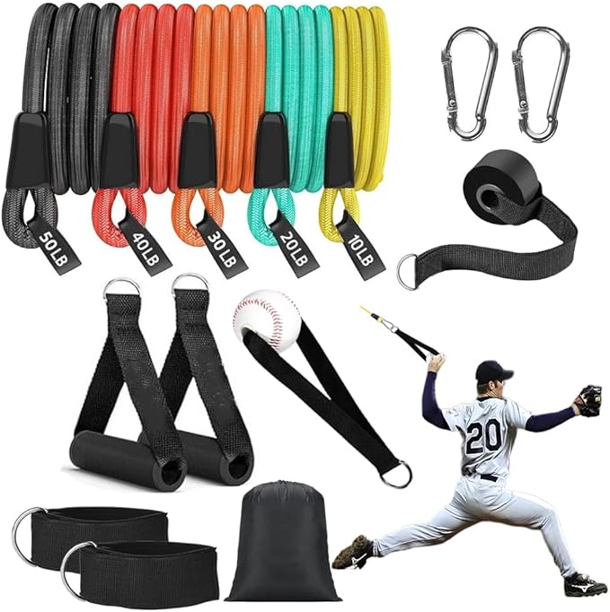 Baseball Resistance Trainer,Training Aid for Baseball Softball Pitchers,Interchangeable Grips to Build Arm Strength,Arm Bands for Baseball Players,Baseball Throwing Trainer,Great to Warm-Up