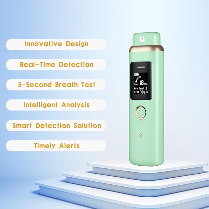 Professional Ketone Breath Analyzer for Acetone Check | High-Precision Breath Ketosis Meter, Advanced Ketosis Breath Tester, Precise Acetone Detection for Tracking Your Ketones