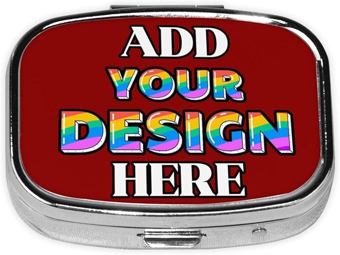 Custom Pill Container, Medicine Pill Box Case Organizer Travel Pill Holder Vitamin for Purse Med Wallet Portable Mini Pastillero Square, DarkRed, Personalized Gifts,