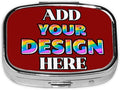 Custom Pill Container, Medicine Pill Box Case Organizer Travel Pill Holder Vitamin for Purse Med Wallet Portable Mini Pastillero Square, DarkRed, Personalized Gifts,