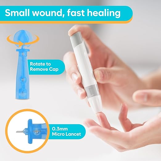 Easy@Home Blood Glucose Monitor Kit: GlucoseEase Blood Sugar Testing Kit with 100 Glucometer Strips and 100 Blood Lancets – Not Bluetooth Enabled – Portable Diabetes Testing Kit for Home Use EBG-100SL