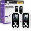 5 in 1 Carbon Monoxide Detector Combo with HD Screen, Detects CO, Natural Gas, Smoke, Temperature & Humidity, Plug in with Battery Backup Alarm for Home, Apartment, Hotel, Camping RV Safety (2 Pack)