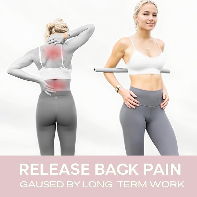 Yoga Stick- Posture Corrector Stick for Back Pain Relief - Upper & Lower Back Stretcher and Straightener Tool for Men and Women - Portable Mobility Stretch Pole for Neck Hump, Spine Alignment & Home Workout