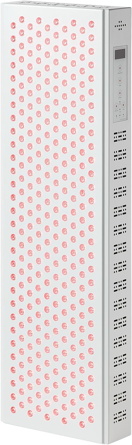 VEVOR Red Light Therapy for Whole Body, 300 Dual-Chip LEDs, 10Hz/40Hz Pulse, 3 Timing Setting, Red 660nm & Near Infrared 850nm Light Therapy Panel for Pain Relief, Wound Healing, Skin Health, 300W
