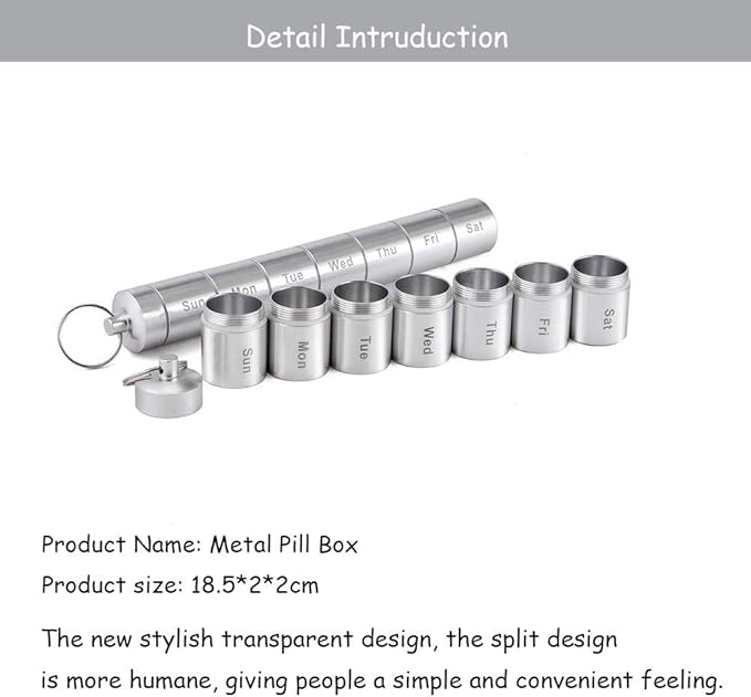 Mini Pill Case Adjusting Pill Dispenser Waterproof 7 Days Pill BPA-Free Holder Box Pocket Mini Travel Pill Container Purse Small Portable Medicine Keychain Outdoors and Travel and Carabiner (1 Pcs)