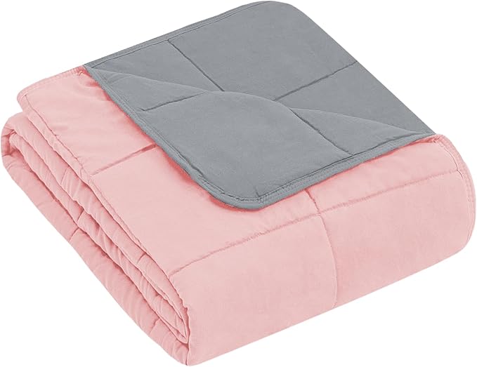 yescool Weighted Blanket (3 lbs, 36" x 48", Pink Grey) Cooling Heavy Blanket for Sleeping Perfect for 20-40 lbs, Breathable Blanket with Premium Glass Bead, Machine Washable