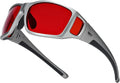 TIJN Sonia Red Sleep Glasses Orange Lens for Blue & Green Light Blocking,Dual AR Coating,Wraparound Frame for Gaming Screen