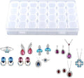 Box, Jewelry Organizer Clear Plastic 28 Slots Adjustable Tablet Jewelry Storage Box Container