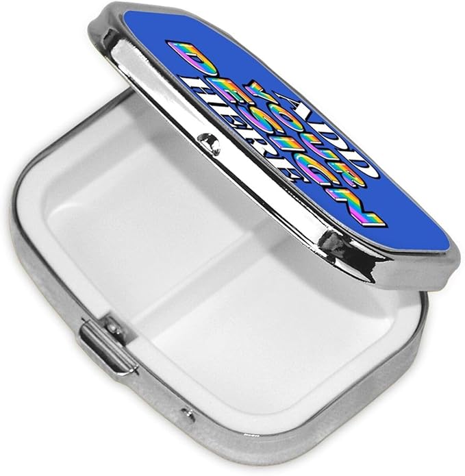 Custom Pill Case, Medicine Pill Box Organizer Container Travel Pill Holder Vitamin for Purse Med Wallet Portable Mini Pastillero Square, Deep Blue, Personalized Gifts,