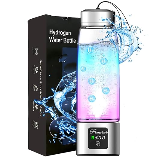 Hydrogen Water Bottle Generator - SPE/PEM Tech Hydrogen Water Machine - 6000 PPB Portable hydrohealth Water Bottle for Kidney Health Hydrogen Bottle with OLED Display (A Touch/Silver/Narrow)