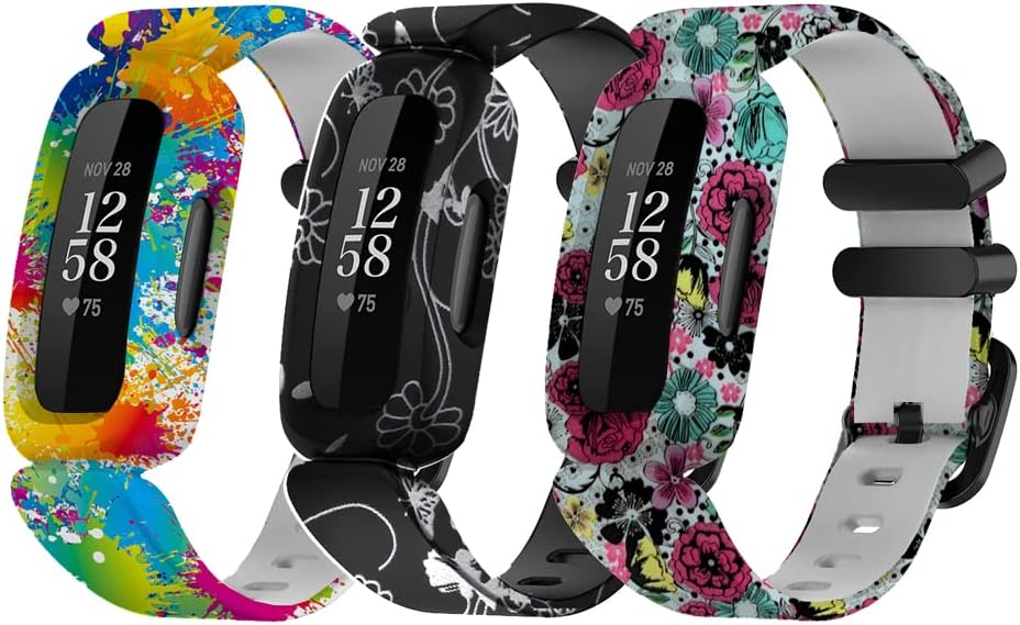FitTurn Cute Pattern bands Compatible with Fitbit Ace 3 Activity Tracker, Replacement Adjustable Silicone Sport Strap Wristbands Accessories for Ace 3 Tracker