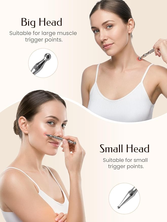 Acupuncture Pen, Premium Stainless Steel Acupressure Pen for Muscle Tension Pain Relief, Trigger Point Massage Pen Manual Reflexology Tool