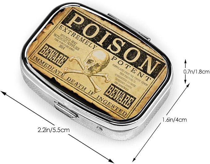 Metal 2 Compartment Pill Organizer Travel Friendly Portable Compact Pill Box Cute Pill Case, for Pocket Wallets Daily Portable Medicine Vitamin Tablet Storage (Extremely Potent)