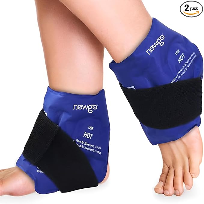 NEWGO Ankle Ice Pack Wrap for Swelling, Ice Pack for Ankle Injuires Reusable Hot Cold Therapy Gel Cold Pack for Sprained Ankles, Achilles Tendonitis - 2Pack