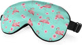 Pink Flamingo Eye Mask Sleeping Mask Tropical Pink Flowers Blue Sleep Masks Silky Soft Eye Cover for Women Men Shading Blindfold for Air Travel Sleeping