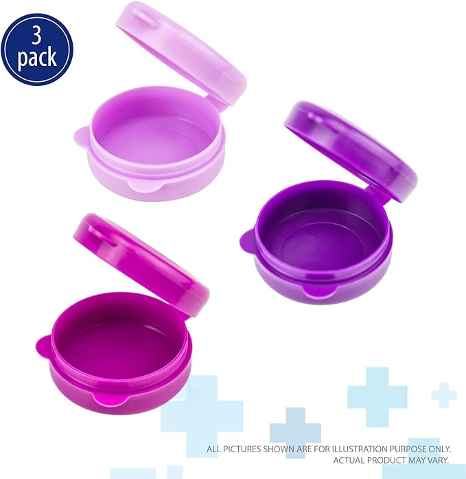 Deke Home - Pill Container Small, Round Pill Organizer, 3 Pack Single Pill Case for Medicine, Daily Mini Pill Box for Purse or Pocket, Light Storage for Travel, BPA Free (3 Colors)