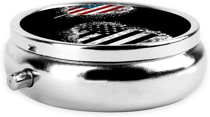 Small Pill Box, Waterproof Portable Daily Small Pill Case for Purses Pocket Compact Travel Medicine Holder for Vitamins,Fish Oils, Supplements, American Flag Love Heart
