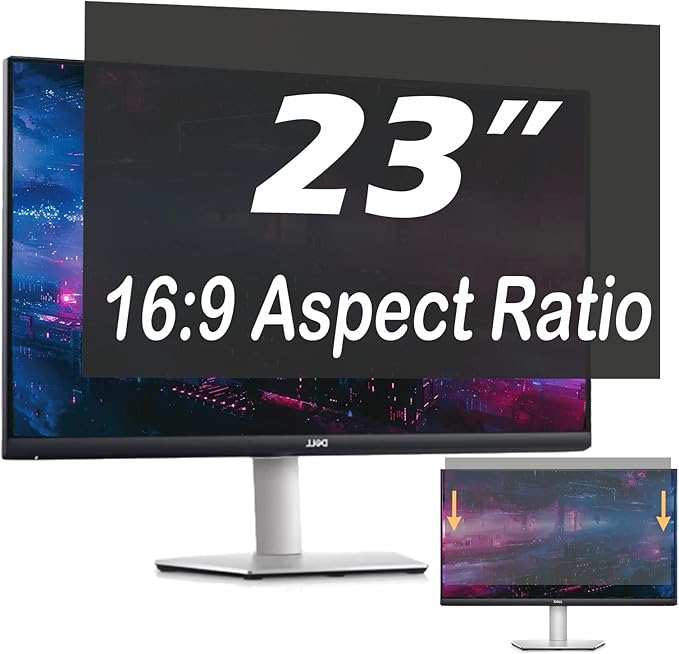 23 Inch Privacy Screen for Computer Monitor, 16:9 Anti-Spy Filter for Laptop & PC Display, Blue Light Blocking Anti-Glare Reversible Protector Film, Easy Slide-Mount Installation (23 Inch Widescreen(16:09))