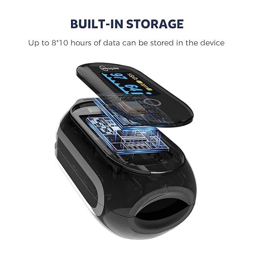 Rechargeable Pulse Oximeter Fingertip - Continuous Blood Oxygen Saturation Monitor, SpO2 and Pulse Rate Tracking, Finger O2 Pulse Oximeter, APP Report Features with Bluetooth, Custom Beep
