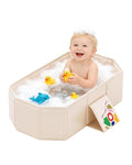 Foldable Kids Bathtub, Portable Baby Bathtub for Newborns to Toddlers, Collapsible Toddler Bath Tub for Shower & Travel, Infant Bath Tub with Non-Slip Base, Space Saving, White