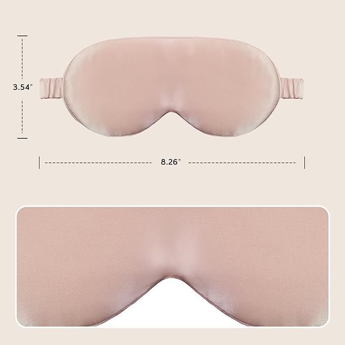 Luxury 22 Momme Mulberry Silk Eye Mask for Women Men Blindfold with Elastic Strap,100% Pure Silk Travel Eye Covers Light Blocking Lightweight Cooling Soft Night Eyeshade Sleep Masks,Pink