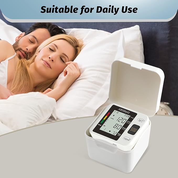 Wrist Accurate Automatic High Blood Pressure Monitors Portable LCD Screen Irregular Heartbeat Monitor with Storage Case and Adjustable Cuff Powered by Battery - Black
