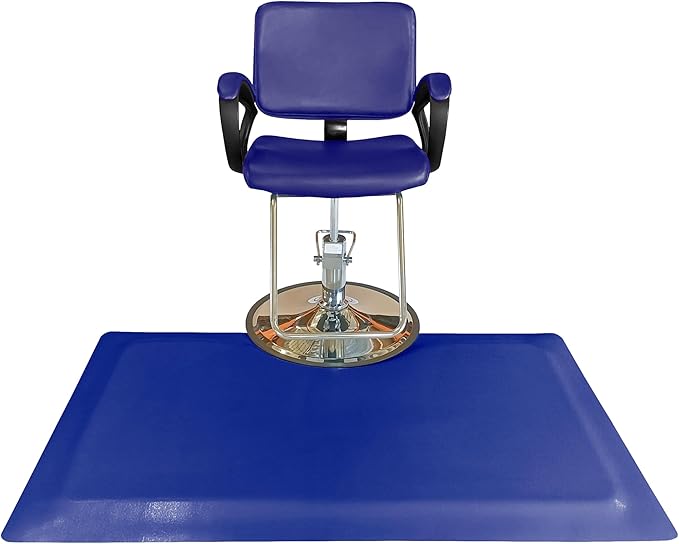 Rhino Mats, Rhino Hide Salon Mat, Non-Slip Standing Cushioned Comfort Anti-Fatigue Mat for Salon, Barbershop, or Spa (Blue Rectangle, 3' x 5' x 1/2")