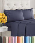 Queen Size 4 Piece Sheet Set - Extra Soft, Breathable And Cooling Sheets - Hotel Luxury Bed Sheets for Women & Men - Deep Pockets, Easy-Fit & Wrinkle-Free Sheets - Deep Slate Blue Oeko-Tex Bed Sheets