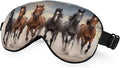 Running Horses Eye Mask Sleeping Mask Landscape Desert Dust Sunset Sky Animal Sleep Masks Silky Soft Eye Cover for Women Men Shading Blindfold for Air Travel Sleeping