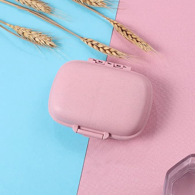 FirstDay Daily Pill Organizer Travel Pill Box 8 Compartments Portable Pill Case, Medicine Organizer Daily Pill Holder Container (Pink)