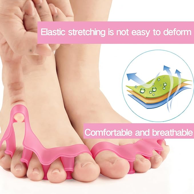 2PCS Toe Separators for Women and Men, Gel Toe Spacers for Pedicure and Foot Alignment, Comfortable Foot Care for Bunions and Overlapping Toes(Pink)
